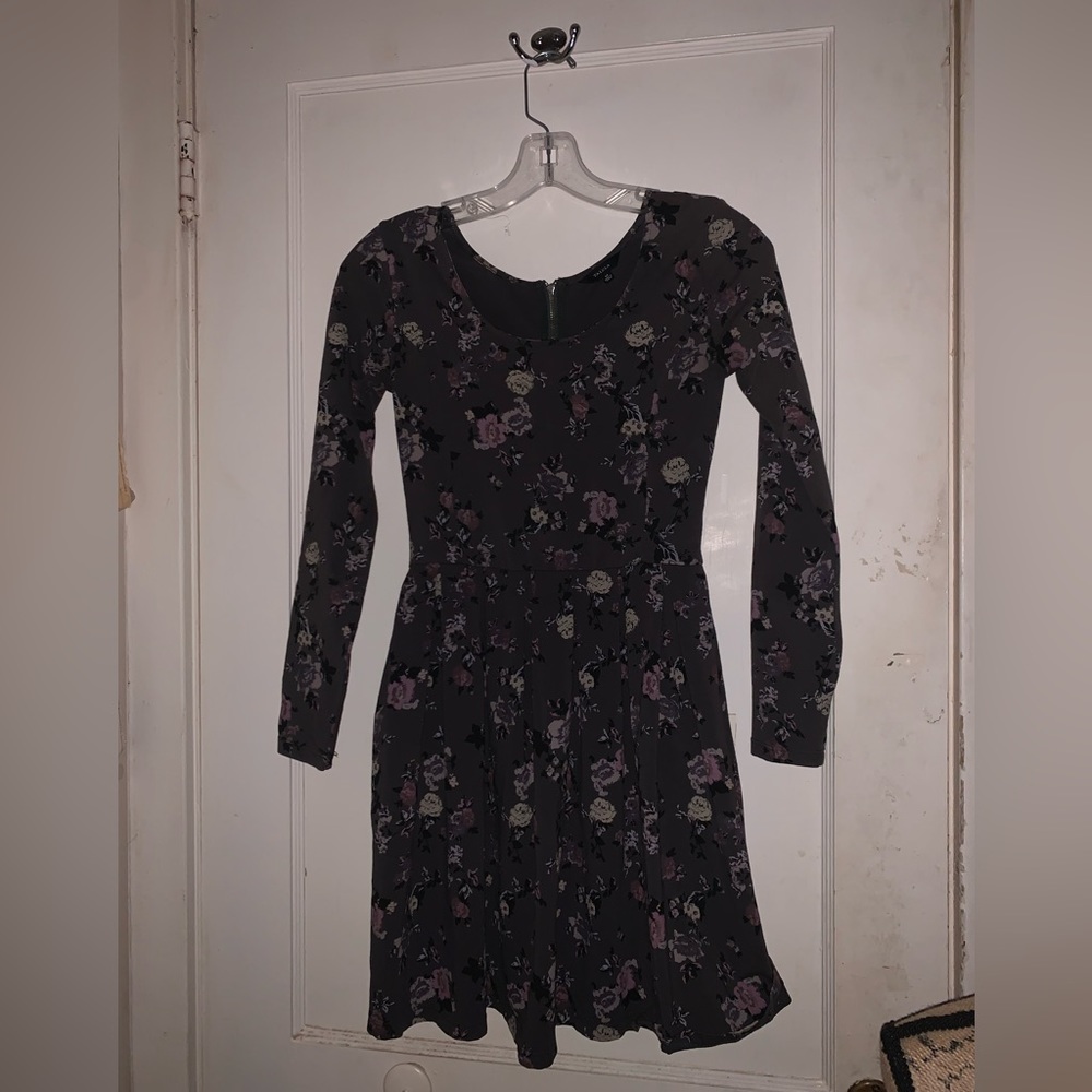 Talula grey floral dress with zippered back xs